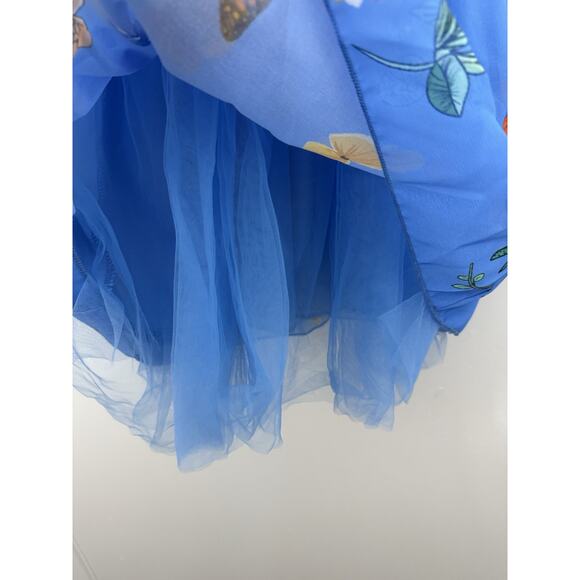 Mini Taylor Girls Dress 3-4Y Blue Bunny Embroidered Tulle Puff Sleeves - Picture 5 of 10